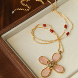 Lava Rose Quartz Flower Necklace - floysun