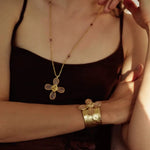 Lava Rose Quartz Flower Necklace - floysun