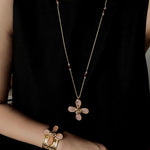 Lava Rose Quartz Flower Necklace - floysun