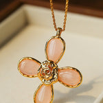 Lava Rose Quartz Flower Necklace - floysun