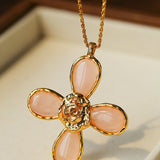 Lava Rose Quartz Flower Necklace - floysun