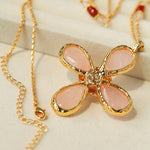 Lava Rose Quartz Flower Necklace - floysun