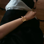 Lava Rose Quartz Wide Cuff Bracelet - floysun