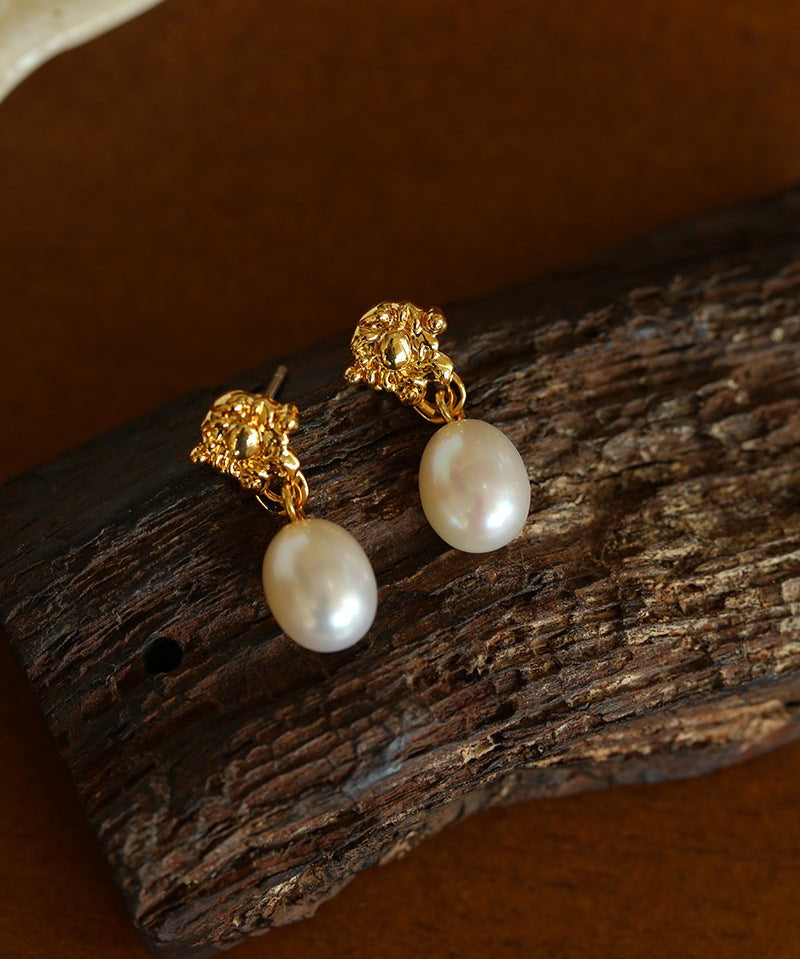 Lava Series Oval Pearl Earrings - floysun