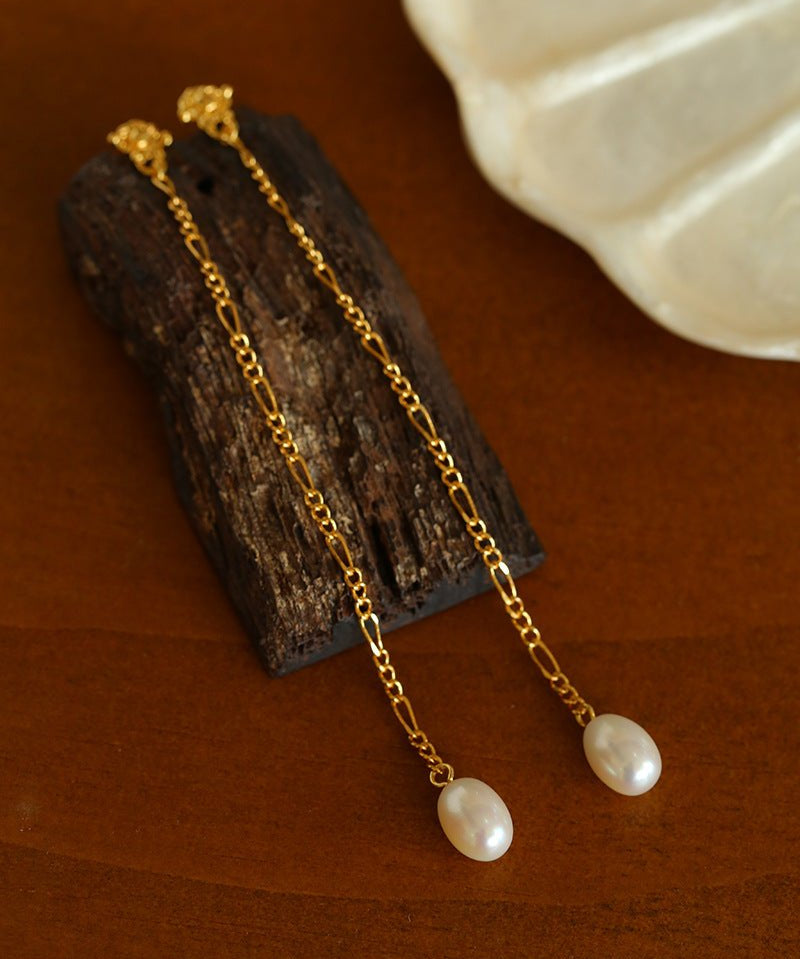 Lava Series Oval Pearl Long Earrings - floysun