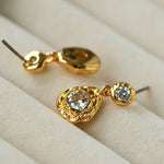 Lava Texture Inlaid Zircon Teardrop Stud Earrings - floysun