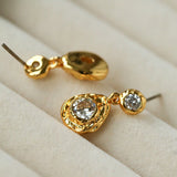 Lava Texture Inlaid Zircon Teardrop Stud Earrings - floysun