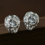 Lava Texture Inlaid Zircon Teardrop Stud Earrings - floysun