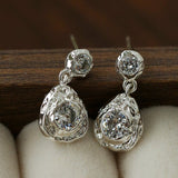 Lava Texture Inlaid Zircon Teardrop Stud Earrings - floysun