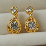 Lava Texture Inlaid Zircon Teardrop Stud Earrings - floysun