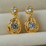 Lava Texture Inlaid Zircon Teardrop Stud Earrings - floysun