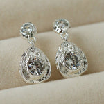 Lava Texture Inlaid Zircon Teardrop Stud Earrings - floysun