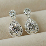 Lava Texture Inlaid Zircon Teardrop Stud Earrings - floysun