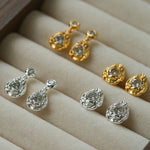 Lava Texture Inlaid Zircon Teardrop Stud Earrings - floysun