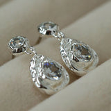 Lava Texture Inlaid Zircon Teardrop Stud Earrings - floysun