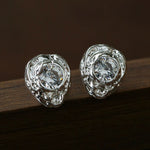Lava Texture Inlaid Zircon Teardrop Stud Earrings - floysun