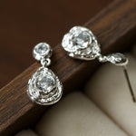 Lava Texture Inlaid Zircon Teardrop Stud Earrings - floysun