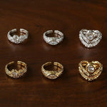 Lava Textured Cubic Zirconia Open Adjustable Statement Rings - floysun
