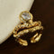 Lava Textured Cubic Zirconia Open Adjustable Statement Rings - floysun