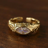 Lava Textured Cubic Zirconia Open Adjustable Statement Rings - floysun