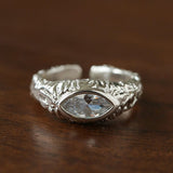 Lava Textured Cubic Zirconia Open Adjustable Statement Rings - floysun