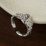 Lava Textured Cubic Zirconia Open Adjustable Statement Rings - floysun
