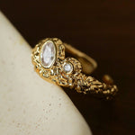 Lava Textured Cubic Zirconia Open Adjustable Statement Rings - floysun