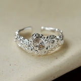 Lava Textured Cubic Zirconia Open Adjustable Statement Rings - floysun