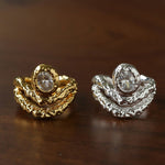 Lava Textured Cubic Zirconia Open Adjustable Statement Rings - floysun
