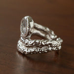 Lava Textured Cubic Zirconia Open Adjustable Statement Rings - floysun