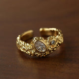 Lava Textured Cubic Zirconia Open Adjustable Statement Rings - floysun