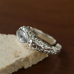 Lava Textured Cubic Zirconia Open Adjustable Statement Rings - floysun