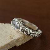Lava Textured Cubic Zirconia Open Adjustable Statement Rings - floysun