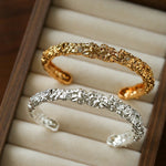 Lava Textured Cubic Zirconia Open Cuff Bracelet - floysun