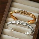 Lava Textured Cubic Zirconia Open Cuff Bracelet - floysun