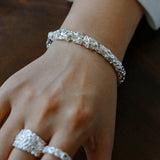 Lava Textured Cubic Zirconia Open Cuff Bracelet - floysun
