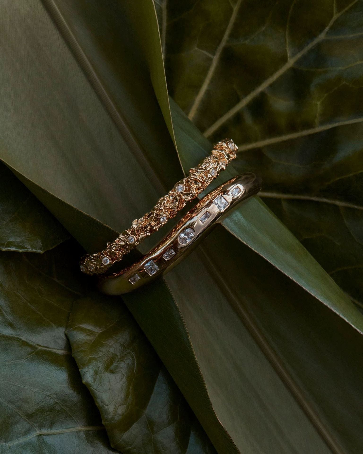 Lava Textured Cubic Zirconia Open Cuff Bracelet - floysun