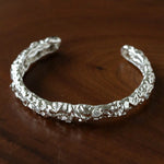 Lava Textured Cubic Zirconia Open Cuff Bracelet - floysun