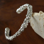 Lava Textured Cubic Zirconia Open Cuff Bracelet - floysun