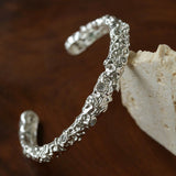 Lava Textured Cubic Zirconia Open Cuff Bracelet - floysun