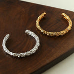 Lava Textured Cubic Zirconia Open Cuff Bracelet - floysun