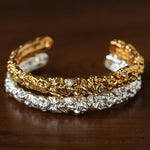 Lava Textured Cubic Zirconia Open Cuff Bracelet - floysun