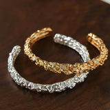 Lava Textured Cubic Zirconia Open Cuff Bracelet - floysun