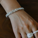 Lava Textured Cubic Zirconia Open Cuff Bracelet - floysun