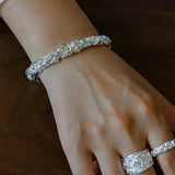 Lava Textured Cubic Zirconia Open Cuff Bracelet - floysun