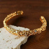 Lava Textured Cubic Zirconia Open Cuff Bracelet - floysun