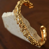 Lava Textured Cubic Zirconia Open Cuff Bracelet - floysun