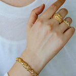 Lava Textured Cubic Zirconia Open Cuff Bracelet - floysun