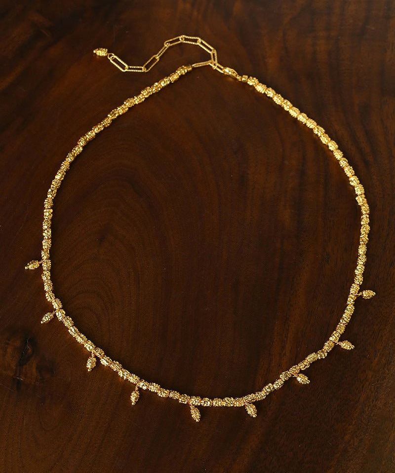 Lava Textured Multi-Charm Dangle Gold Layering Necklace - floysun