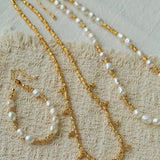 Lava Textured Multi-Charm Dangle Gold Layering Necklace - floysun